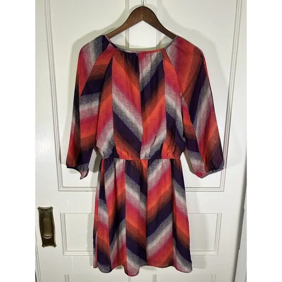 Banana Republic Women’s Abstract Design Bright Colors Mini Dress Size 4 - Picture 3 of 10